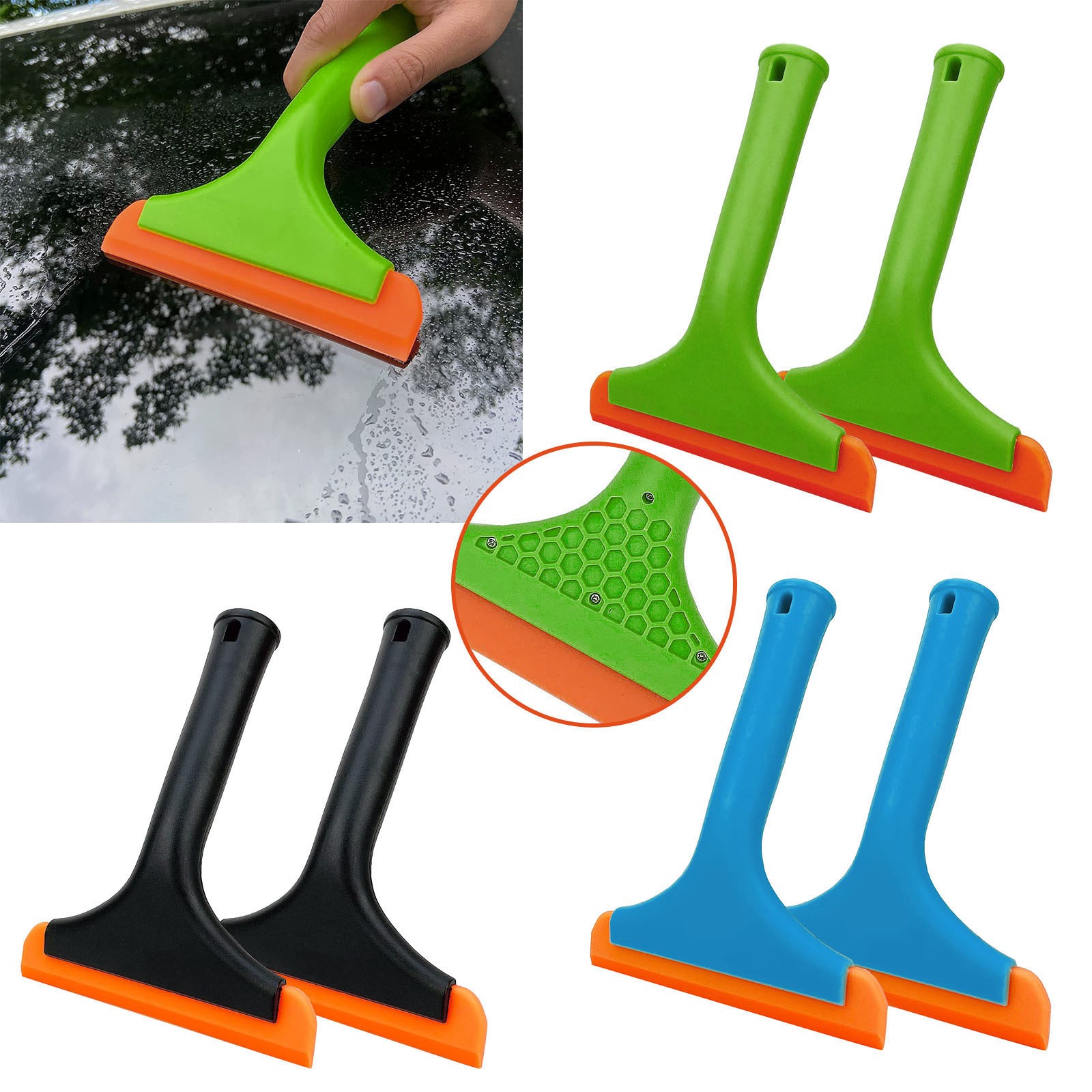 Moonsky Rubber Squeegee Broom - Multifunction Silicone Handheld Cleaner, Car Windshield, Window, Mirror, Glass Door, 7.5*5.9inch, Black
